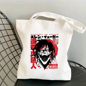 Attack on Titan Shopping Bag Graphic Tote Harajuku Shingeki No Kyojin Shopper Bag Women Canvas Shoulder Bag Eco Large-capacity