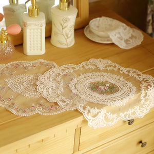 Dinning Table Cover Cup Mat Embroidered Table Cloth Elegant Round Lace Tablecloth Coffee Coaster Napkin Party Wedding Decoration