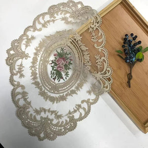 Dinning Table Cover Embroidered Table Cloth Elegant Round Lace Tablecloth Coffee Coasters Napkin Party Wedding Decoration