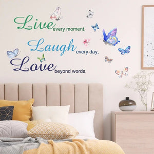 Inspirational English Butterfly Wall Stickers Guest Background Wall Decoration Butterflies Art Decals Living Room Bedroom Decor