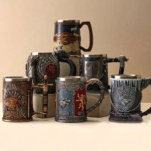 3D Beer Mugs Coffee Cups Gothic Goblet Iron Tankard Stainless Steel Resin Wine Glass Mug 600ML Skull Father's Day Gift 1 pcs