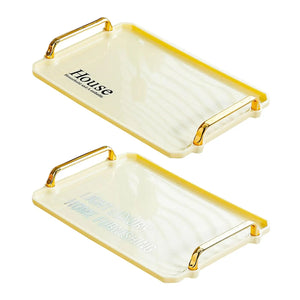 Serving Tray with Gold Handles Rectangle Tray Portable Multifunctional Elegant for Home Living Room Breakfast Bedroom Party