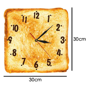 Gourmet Home Decor Realistic Toasted Bread Wall Clock Bakery Sign Bread Dining Room Wall Art Silent Quartz Kitchen Wall Clock