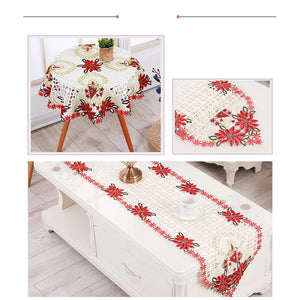 Table Runner Embroidered Table Cloth Elegant Round Lace Tablecloth Coasters Napkin Party Wedding Decor Dinning Table Dust Cover