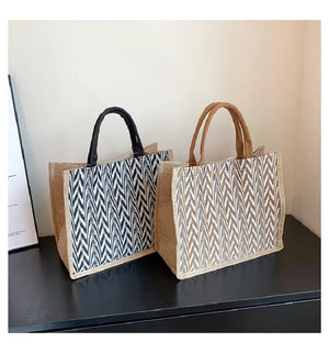 5 Colors Flower Print Burlap Tote Bags Women Linen Tote Shopper Purses Summer Beach Handbags Portable Handle Shopping Bag 2023