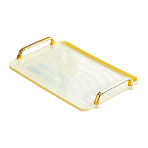 Serving Tray with Gold Handles Rectangle Tray Portable Multifunctional Elegant for Home Living Room Breakfast Bedroom Party