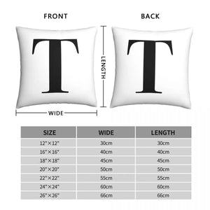 Letter T Monogram Initial Pillowcase Polyester Linen Velvet Printed Zip Decor Bed Cushion Cover Wholesale