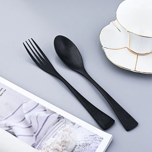 Black Matte 304 Stainless Steel Cutlery Set Mixed Color Knife Set Fork Spoon Cutlery Home Cooking Utensils