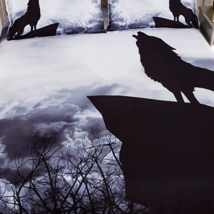 Black and White Wolf Bedding Set High Quality Animal 3D Duvet Cover King Queen Bedding Kit Snow Tree Bed Linen Cover