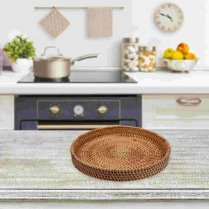 Rattan Storage Basket Desktop Fruit Plate Household Serving Tray Multi-function Elegant Coffee Mawain for luxury presentation