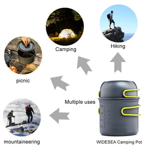 Camping Cooking Utensils Outdoor Aluminum Tableware 1-2 Persons Set Portable Kettle Pans Pots Hiking Picnic Travelling Equipment