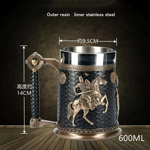 3D Beer Mugs Coffee Cups Gothic Goblet Iron Tankard Stainless Steel Resin Wine Glass Mug 600ML Skull Father's Day Gift 1 pcs