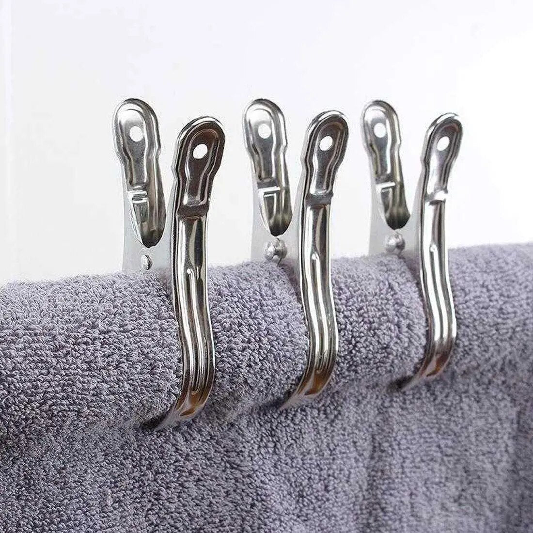 6/10/20 PCS Metal ClothesPins, Stainless Steel Pool Towel Clips, Beach Towel Clips,Windproof Metal Clothespins Clamp