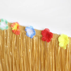 Tropical Luau Party Straw Grass Table Skirt Plastic Flower Decoration Hawaii Theme Wedding Birthday Summer Beach  Party Supplies