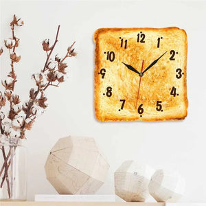 Gourmet Home Decor Realistic Toasted Bread Wall Clock Bakery Sign Bread Dining Room Wall Art Silent Quartz Kitchen Wall Clock