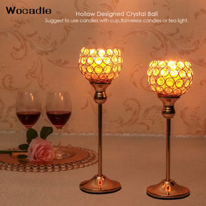 Crystal Tealight Candle Holders Metal Glass Candlesticks Wedding Table Centerpieces for Christmas Home Decoration Hogar Moderno