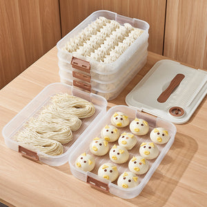 3/4-layer Food Preservation Box Sealed Wonton Dumpling Storage Containers Stackable Durable with Timer Kitchen Supplies