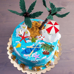 12pcs Summer Ocean Cake Toppers Set Beach Chair Cake Decoration Tropical Hawaiian Party Decorations Pool Party Birthday Supplies