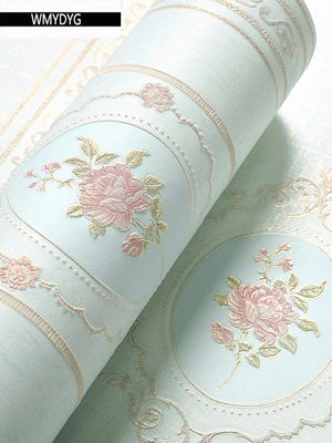 European Countryside Style Floral Wallpaper Room Bedroom Guest Room 3D Warm Non-Woven Wedding Room Background Wallpaper