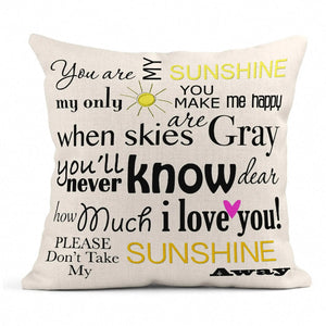 You are my only sunshine gray yellow linen pillowcase 60*60 sofa cushion cover 40*40 home decoration can be customized