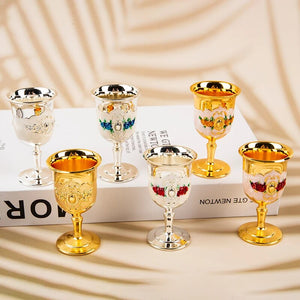 30ml Metal Wine Glasses Retro Wine Cup Goblet Vintage European Style Champagne Cocktail Glasses Bar Home Decor Drinkware