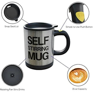 Magnetic Self Stirring Mugs Stainless Steel for Office Kitchen Travel Home Coffee Tea Hot Chocolate and Gift Box