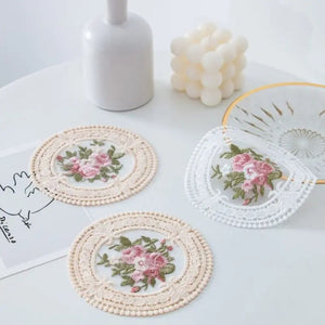 1Pc Dinning Lace Table Cover Embroidered Table Cloth Elegant Round Tablecloth Coffee Coasters Napkin Party Wedding Decoration