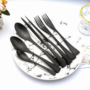 Black Matte 304 Stainless Steel Cutlery Set Mixed Color Knife Set Fork Spoon Cutlery Home Cooking Utensils