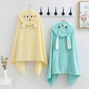 Luxury Children's Bathrobe Cloak Coral Plush Cartoon Children's Bathing Hood Bath Towel Plus Large Baby Bath Towel Cloak