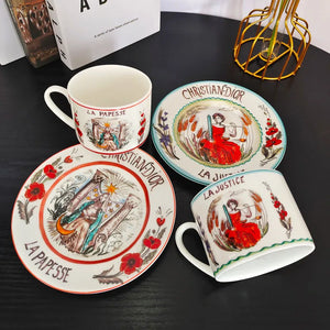 Tarot Star Sun Coffee Cups and Saucers Creative Tableware Plates Dishes Coffee Cups Wholesale Mug For Tea Kitchen Accessories