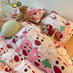 Sanrio Sabanas Hello Kitty Comforter Bedding Accessories Y2k Disney Lotso Sheet Duvet Cover Pillowcase Bed Linens Home 4-piece