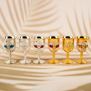 30ml Metal Wine Glasses Retro Wine Cup Goblet Vintage European Style Champagne Cocktail Glasses Bar Home Decor Drinkware