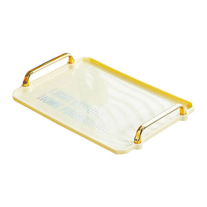 Serving Tray with Gold Handles Rectangle Tray Portable Multifunctional Elegant for Home Living Room Breakfast Bedroom Party