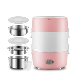 Home School Office Electric Heating Lunch Box Stainless Steel 220V EU Plug Mini Rice Cooker Multipurpose Food Warmer Container