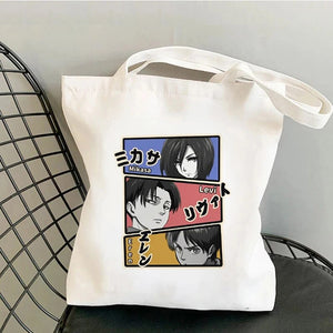 Attack on Titan Shopping Bag Graphic Tote Harajuku Shingeki No Kyojin Shopper Bag Women Canvas Shoulder Bag Eco Large-capacity