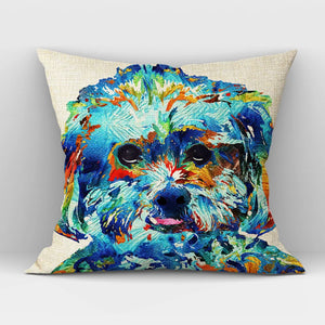 Watercolor Pug Dog Cushion Cover Heart Cute Home Decor Linen Pillow Case Decorative Car Sofa Throw Pillows Pillowcase