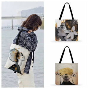 New Classic Beauty Art Print Tote Bag Women Casual Tote Ladies Shoulder Bag Foldable Shopping Bag Christmas Gifts Beach Bag