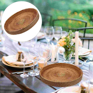 Rattan Storage Basket Desktop Fruit Plate Household Serving Tray Multi-function Elegant Coffee Mawain for luxury presentation