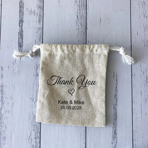 20 Pcs Personalised Cotton Linen Pouch Bags | Wedding Monogram Favor Bags Christening Baby Shower Party Gift Bag | Business Logo