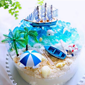 Beach Chair Umbrella Cake Decoration Summer Ocean theme party Cake Toppers For Hawaiian Pool Party Birthday Wedding Baby Shower