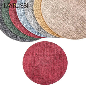 LAYRUSSI Household Table Placemat Baking Gourmet Background Circular Dining Mats PU Leather Coaster Insulated Western Placemat