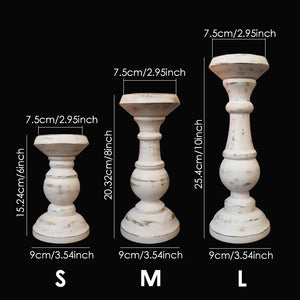 1Piece or 1Set Wood Candlestick Tabletop Retro White Candle Holder Home Decoration Wooden Candles Rack Nostalgic Photography