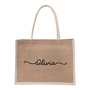 Personalized Burlap Tote Bags Custom Name Jute Bag Bridesmaid Gift Bag Bachelorette Party Monogram Beach Bag Wedding Favors Gift