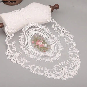 1PC Dinning Lace Table Cover Embroidered Table Cloth Elegant Round Tablecloth Coffee Coasters Napkin Party Wedding Decoration