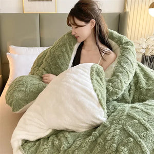 Winter Warm Super Thick Blanket Quilt for Bed Artificial Lamb Cashmere Weighted Blankets Soft Comfortable Warmth Quilt Comforter