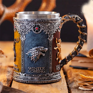 3D Beer Mugs Coffee Cups Gothic Goblet Iron Tankard Stainless Steel Resin Wine Glass Mug 600ML Skull Father's Day Gift 1 pcs