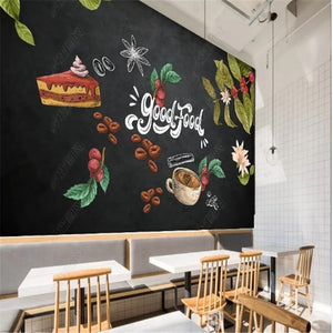 Modern Dining Gourmet Coffee Shop Blackboard Restaurant Wallpapers Industrial Decor Hotel Tooling Mural Background Wall Paper