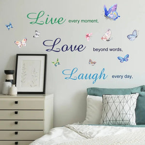 Inspirational English Butterfly Wall Stickers Guest Background Wall Decoration Butterflies Art Decals Living Room Bedroom Decor