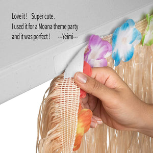 Tropical Luau Party Straw Grass Table Skirt Plastic Flower Decoration Hawaii Theme Wedding Birthday Summer Beach  Party Supplies