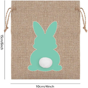 24pcs/Set Happy Easter Small Bags For Gift Bunny Burlap Candy Bags With Drawstring Linen Storage Bags Easter Party Favors Decor